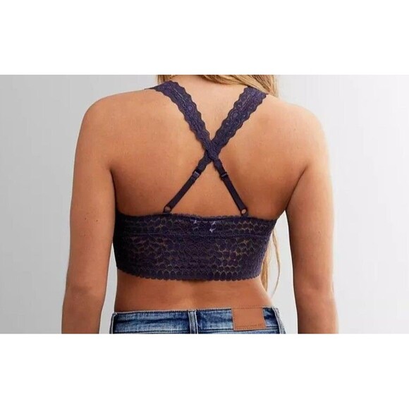Daytrip Bralette Small Blue Lace Wireless Adjustable Pullover Criss-cross Back - Picture 2 of 12